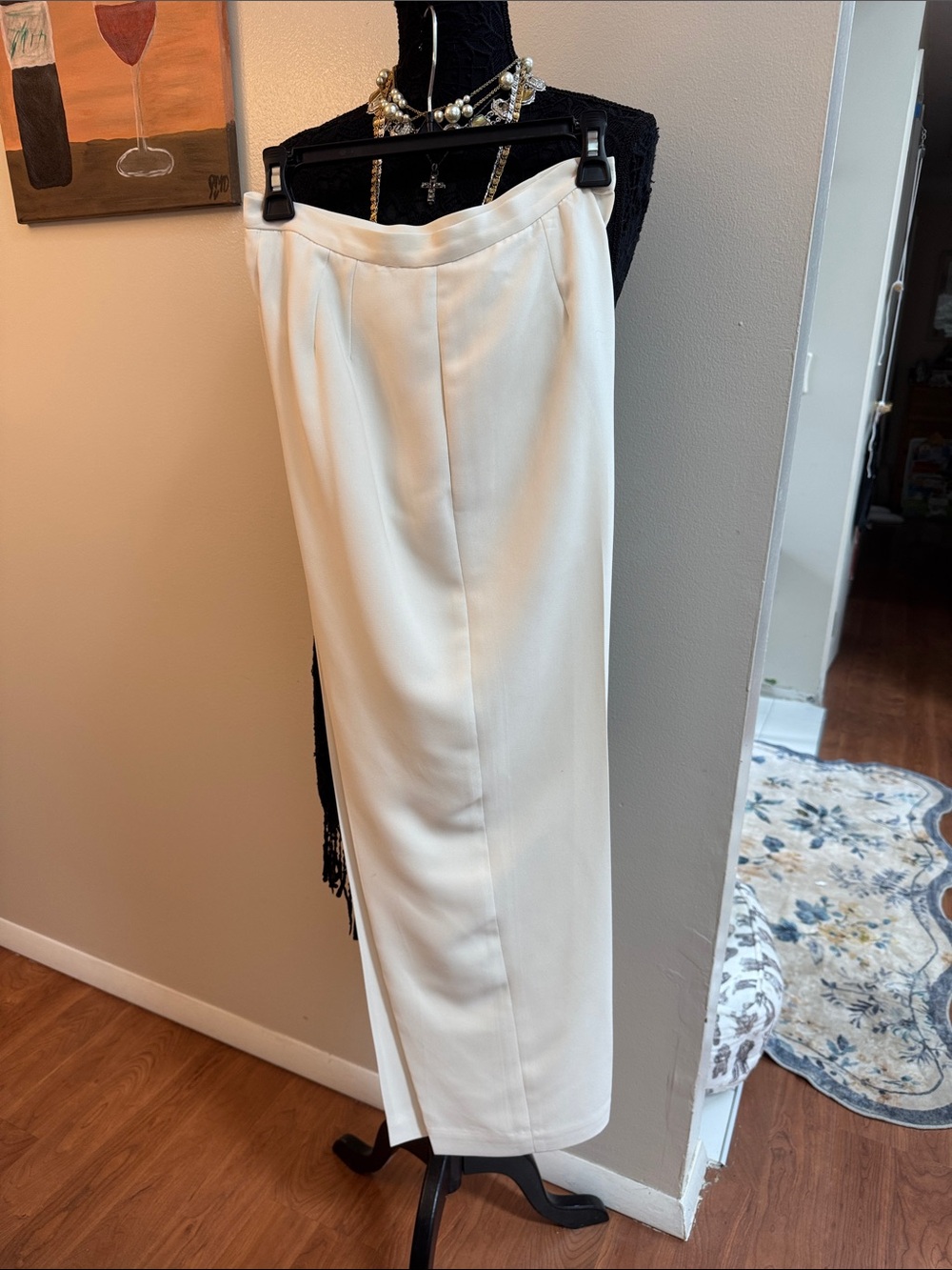 Worthington 8P Elegant Ivory lined slacks/pants bottom/clasp waist, VGC